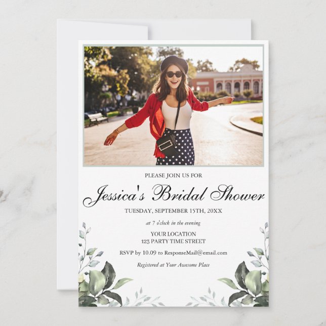 Eucalyptus Bridal Shower PHOTO Invitation (Front)