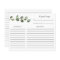 Eucalyptus Bridal Shower Recipe card