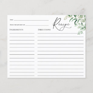 Eucalyptus Bridal Shower Recipe card