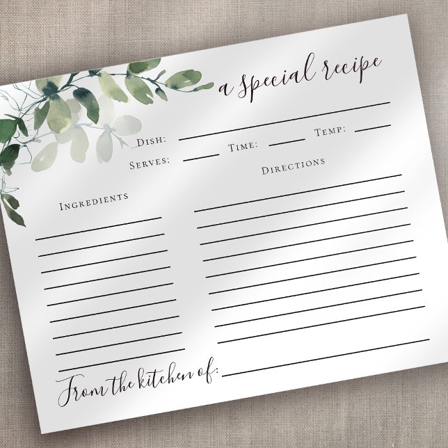 Eucalyptus Bridal Shower Recipe Card (Creator Uploaded)