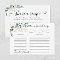 Eucalyptus Bridal Shower Recipe Card with Poem