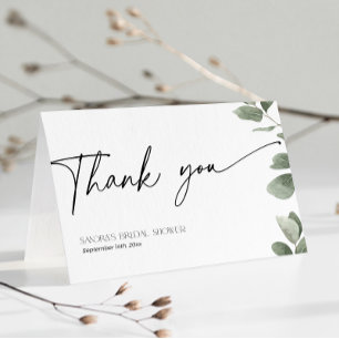 Eucalyptus Bridal Shower Sage Green Thank You Card
