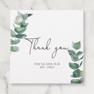 Eucalyptus -  Bridal Shower thank you Favour Tags