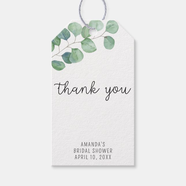 EUCALYPTUS - bridal shower thank you tag (Front)