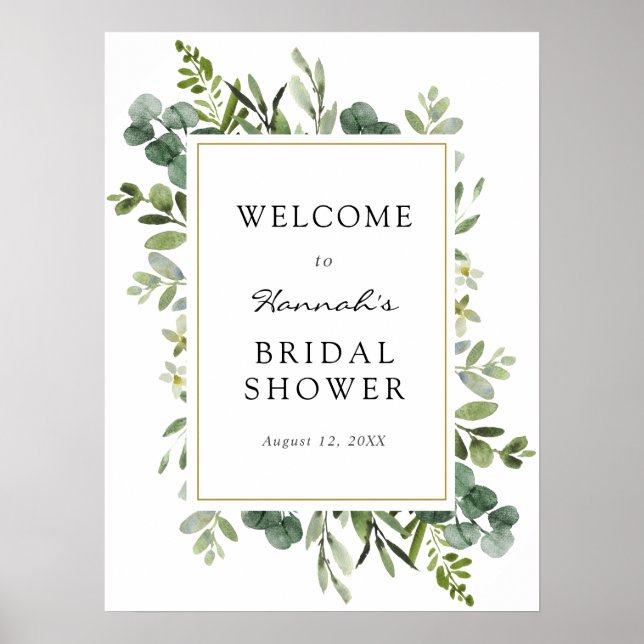 Eucalyptus Bridal Shower Welcome Sign (Front)