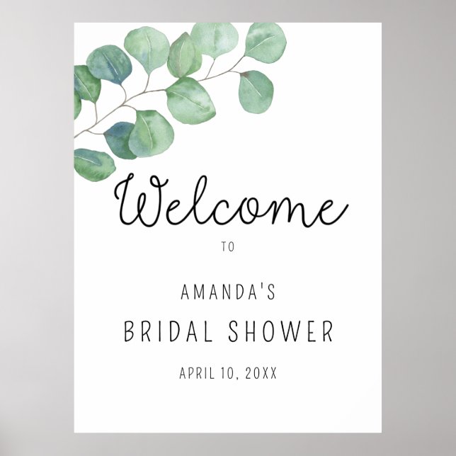 Eucalyptus - Bridal Shower Welcome Sign (Front)