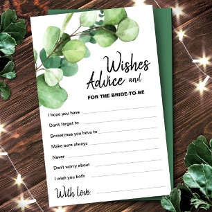 Eucalyptus Bride To Be Wishes & Advice Card