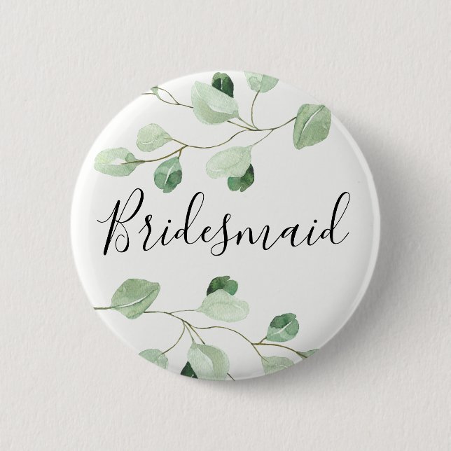 eucalyptus bridesmaid 6 cm round badge (Front)