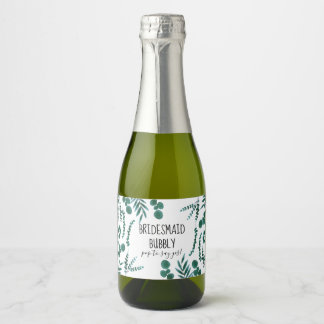 Eucalyptus Bridesmaid Proposal Sparkling Wine Labe Sparkling Wine Label