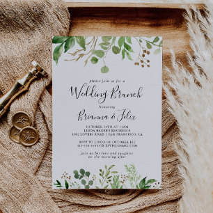 Eucalyptus Brown Floral Wedding Brunch Invitation