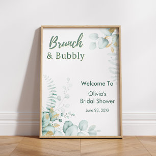 Eucalyptus Brunch & Bubbly Bridal Shower Welcome Poster