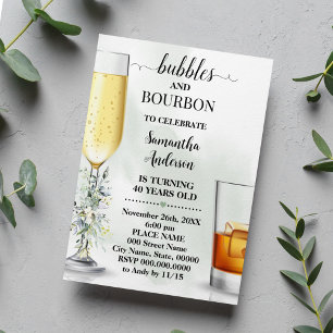 Eucalyptus Bubbles & Bourbon Couples Shower Invitation