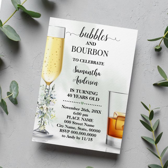 Eucalyptus Bubbles & Bourbon Couples Shower Invitation (Creator Uploaded)