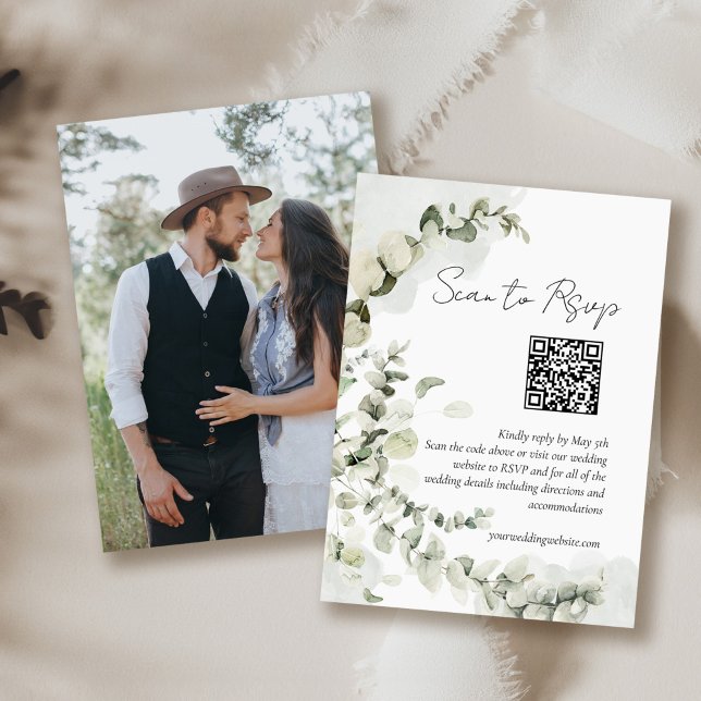 Eucalyptus Budget QR Code RSVP Enclosure Card (Creator Uploaded)