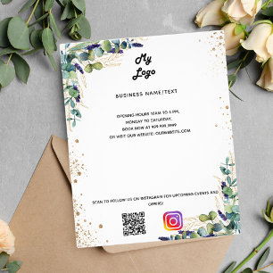 Eucalyptus business logo qr code instagram text flyer