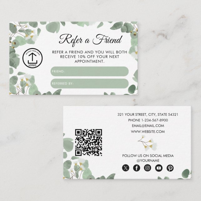 Eucalyptus Business Refer A Friend Referral Card (Front/Back)