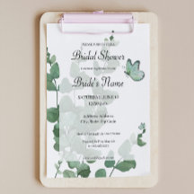 Eucalyptus Butterfly Bridal Shower Invitation