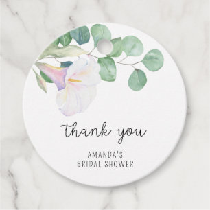 Eucalyptus - calla - bridal shower thank you favour tags