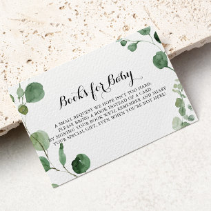 Eucalyptus Calligraphy Baby Shower Book Request  Enclosure Card