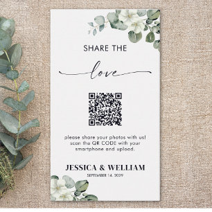 Eucalyptus Calligraphy Share the love QR Code Enclosure Card