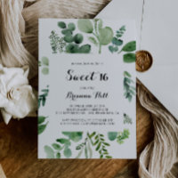 Eucalyptus Calligraphy Sweet 16 Birthday Party