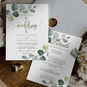 Eucalyptus Calligraphy Wedding Invitation