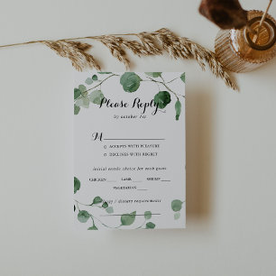 Eucalyptus Calligraphy Wedding Menu Choice RSVP