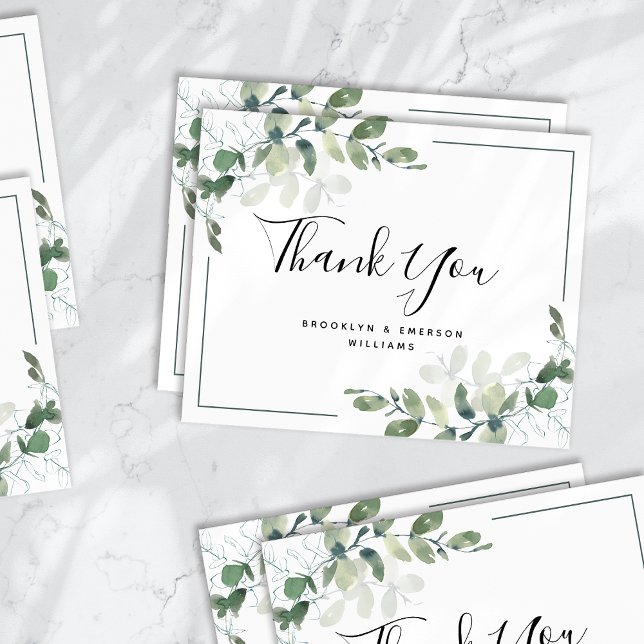 Eucalyptus Calligraphy Wedding Thank You Card (Creator Uploaded)