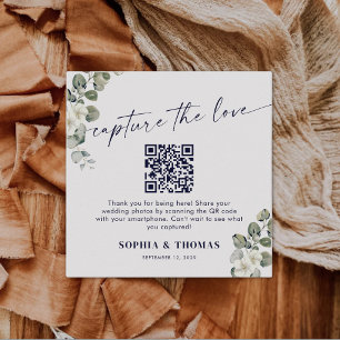 Eucalyptus Capture The Love QR Code Wedding Photos Enclosure Card