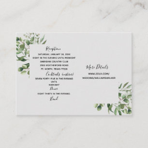 Eucalyptus Cash Bar Website Wedding Enclosure Card