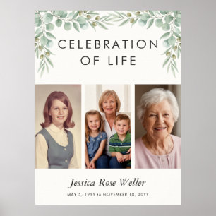 Eucalyptus Celebration of Life 3 Photo Welcome Poster
