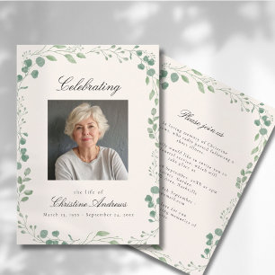 Eucalyptus Celebration of Life Funeral Beige Invitation