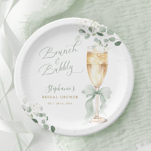 Eucalyptus Champagne Bridal Shower Paper Plate
