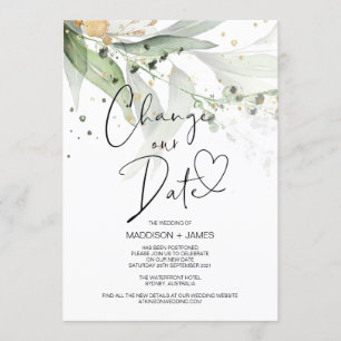 Eucalyptus Change the Date Wedding Postponed Invitation