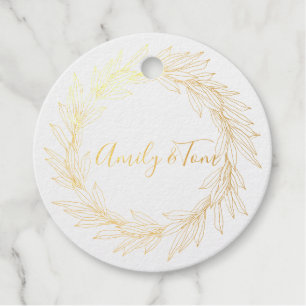Eucalyptus circle wreath personalised text foil fa favour tags