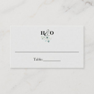 Eucalyptus Classic Monogram Ampersand Sage Wedding Place Card