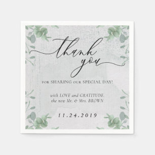 Eucalyptus Clean Formal Minimalist Decor Wedding Napkin