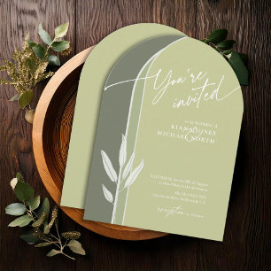 Eucalyptus Colour Tones Wedding Green Arch ID901 Invitation