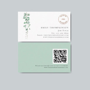 Eucalyptus Company Logo QR Code Any Profession Business Card