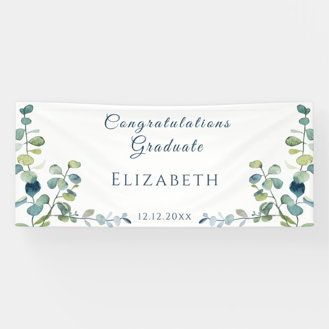 Eucalyptus Congratulations Graduation Party Banner (Horizontal)