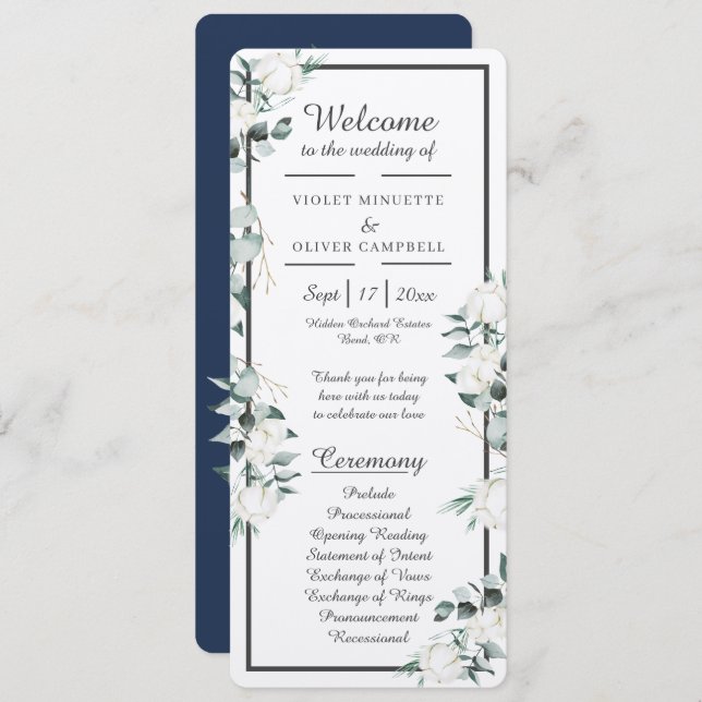 Eucalyptus Cotton | Felt Ecru Flat Program Programme (Front/Back)