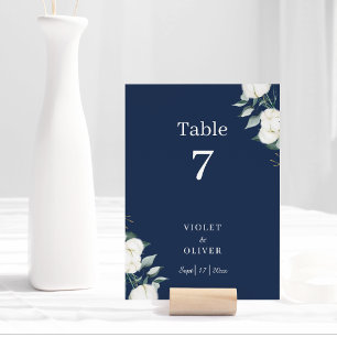 Eucalyptus Cotton Navy Modern Classic Table Number