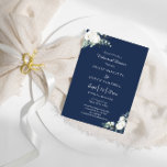 Eucalyptus Cotton Navy Modern v2 Rehearsal Dinner Invitation<br><div class="desc">This eucalyptus cotton navy modern v2 rehearsal dinner invitation is perfect for your modern wedding. This design features eucalyptus greenery with white cotton fluffs on a dark navy blue background and white calligraphy script in a modern classic traditional layout. Please feel free to reach out to us with any questions...</div>