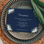 Eucalyptus Cotton | Navy Modern Wedding Reception Enclosure Card<br><div class="desc">This eucalyptus cotton navy modern wedding reception enclosure card is perfect for your modern wedding. This design features eucalyptus greenery with white cotton fluffs on a dark navy blue background and white calligraphy script in a modern classic traditional layout. Please feel free to reach out to us with any questions...</div>
