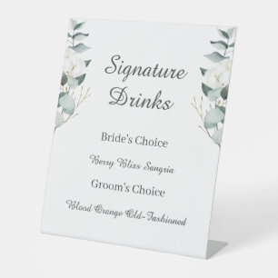 Eucalyptus Cotton   White Modern Signature Drinks Pedestal Sign