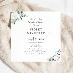 Eucalyptus Cotton   White Modern v2 Bridal Shower Invitation