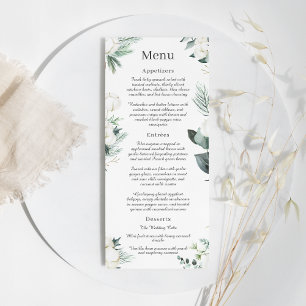 Eucalyptus Cotton   White Modern Wedding Menu