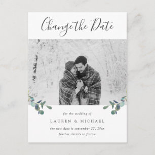 Eucalyptus Crest Watercolor Photo Change the Date Postcard