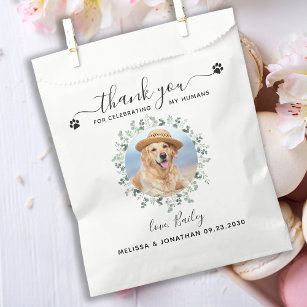 Eucalyptus Custom Pet Photo Thank You Dog Wedding Favour Bags