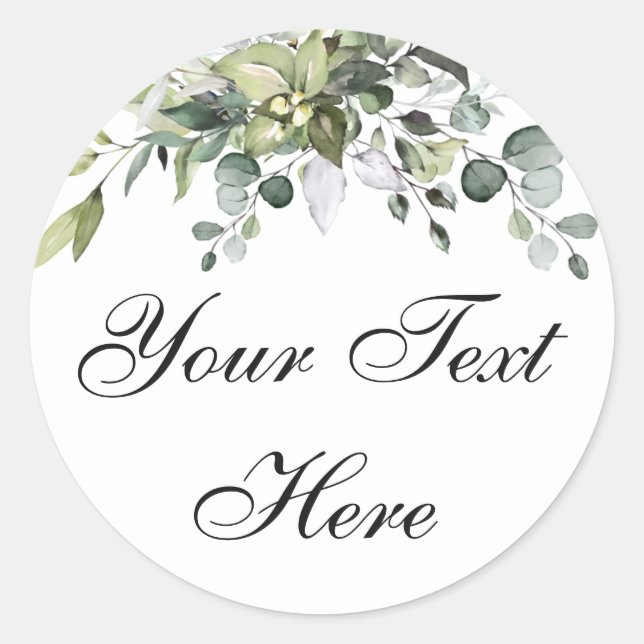 Eucalyptus Custom Text  Classic Round Sticker (Front)